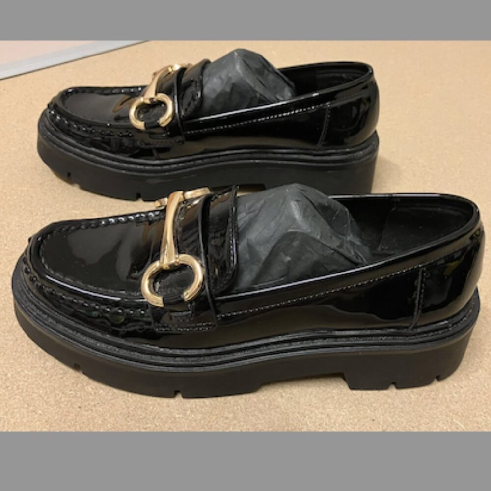 ALDO Women's Gold Metal Decor Lug Sole Loafers Chunky Sole Size 5